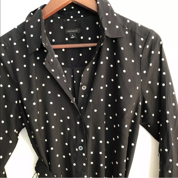 Ann Taylor polka dot shirt dress black and white - Picture 12 of 12